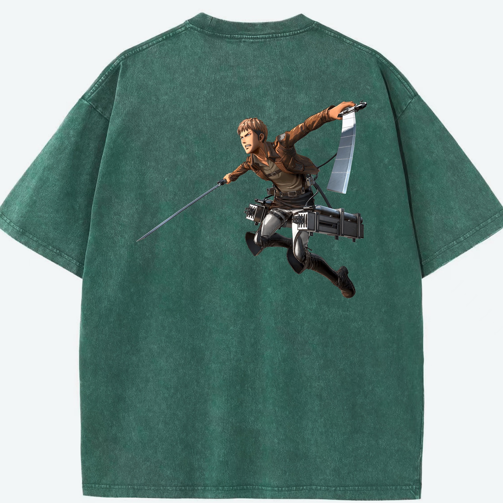 （画像用） 進撃の巨人 ジャン・キルシュタイン Attack on Titan Jean Kirstein 綿100% ヴィンテージ風 半袖Tシャツ（背面プリント）